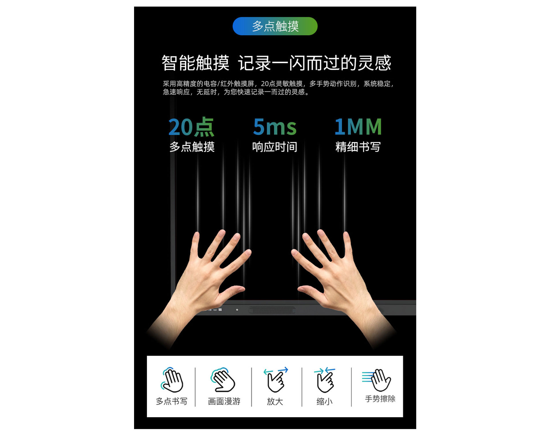 明升MS88科技K12教学一体机20点触控，无延迟